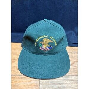 Vintage FBI National Academy Hat Cap Adjustable Snap Back Trucker Green